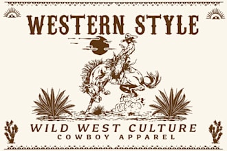 draw vintage western cowboy for logo and t shirt design