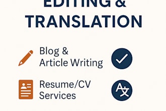 write, edit, and translate professional content including blogs, resumes, sales