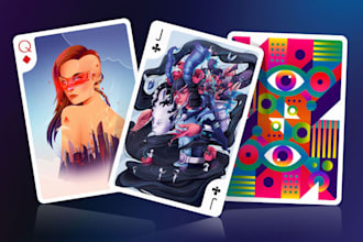 custom card game design monopoly board game tcg tarot nft card game illustration