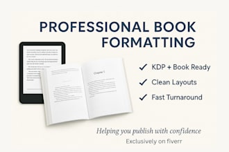 do professional book formatting, book layout design, kindle ebook formatting