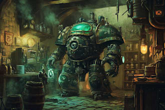 make a detailed warhammer illustration, paint warhammer