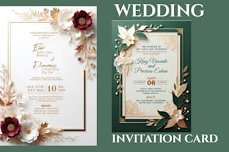 design custom canva invitation card for wedding, christmas, birthday and event