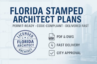 provide licensed architectural drawing florida architect stamp for city approval