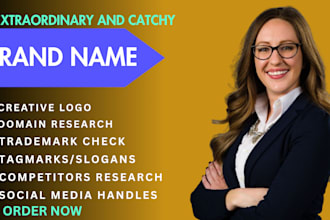 suggest catchy business names or brand names and slogans, logo and web design