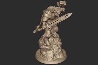 design 3d fantasy warrior art work, tabletop sculptor, game figurine prints, stl