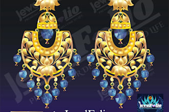 create premium coreldraw jewellery designs like chandballi with four gold tone