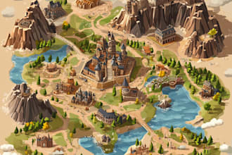 create a beautiful fantasy map in 4k for you