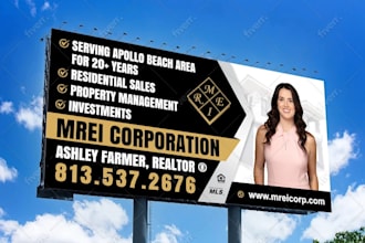 design a banner, roll up banner, real estate billboard, signage, and yard sign