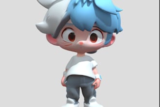 make 3d vrchat model, 3d stylized chibi, lowpoly game ready, 3d cartoon game,stl