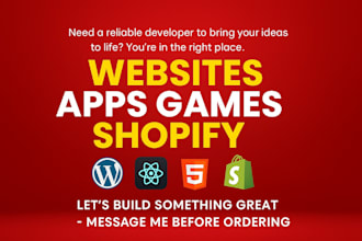 website development, web pages, shopify, apps, games