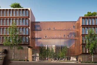 renova 3d modern commercial building,retail center render,facade exterior,corona