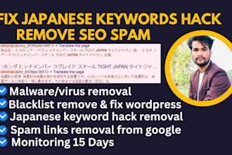 remove japanese SEO spam and clean hacked wordpress site