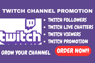 do twitch channel promotion for live viewers, twitch affiliate viewers, chatter