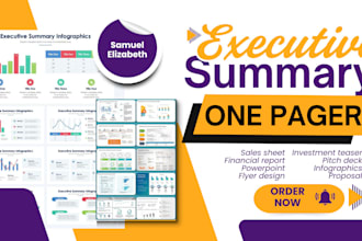 executive summary, one pager design, investment teaser report, pitch deck