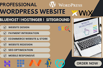 design wordpress website design on bluehost, hostinger, namecheap, siteground