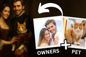 design a custom ai pet portrait of you and your pet