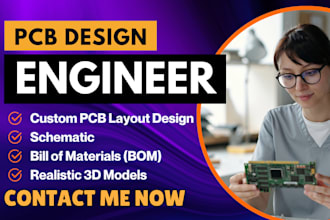 design pcb layout, pcb design, pcb schematics, gerbers, bom, 3d model