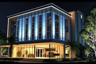 do facade lighting design by using dialux evo, 3ds max
