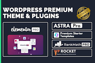 install elementor pro, astra pro, rank math pro and more