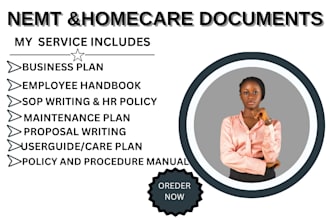 write sops employee handbook and policies for nemt or homecare