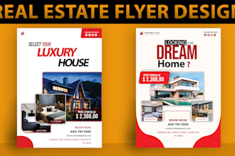 design real estate flyers, brochures, and banners for property listings