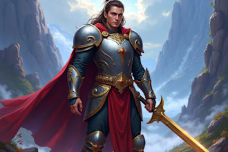 make a dnd character art and dnd party illustration
