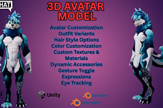 model realistic furry vrchat avatar, 3d vtuber model, nsfw vseeface avi, animaze