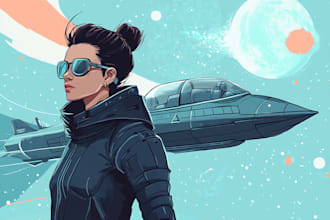 make a concept art, sci fi illustration