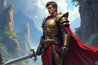 design dnd art, character fantasy illustration for dnd party