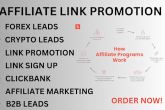 promote affiliate referral links, crypto, clickbank signup b2b leads marketing