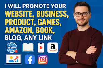 promote your website, business, product, games, amazon, book, blog, any link