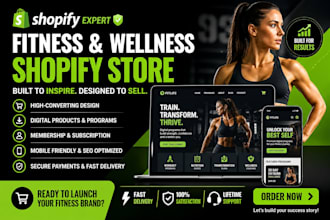 design high converting fitness shopify store for digital products and coaching