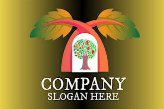 draw landscape lawn care garden tree nature agriculture mowing logo design