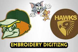 do embroidery digitize image design for logo or left chest to dst, or any files