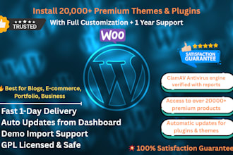 install and customize any premium wordpress theme or plugin