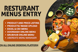 do restaurant menu data entry for all online ordering platfrom
