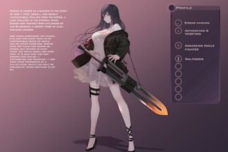 draw amazing anime character design, ref sheet, vtuber model