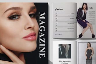 design magazine layout, cover, catalog, and full magazine