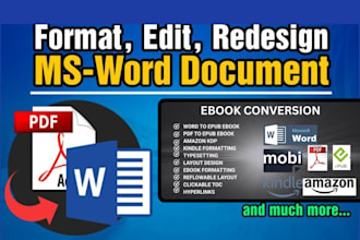 convert ebook PDF word indesign ms document into epub,  mobi, kindle ebook, kdp