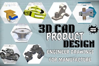 do 3d cad model and render, product design, engineering drawings for manufacture