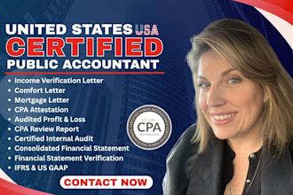 prepare US CPA certified financial statement sign CPA letter tax return auditor