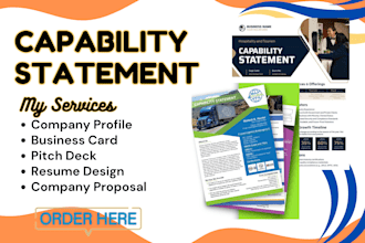 create a professional government capability statement, business card, resume