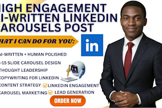 design high engagement linkedin carousel ai written post for your brand