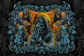 draw dark art, horror, gothic art, creepy, macabre, occult, metal with engraving