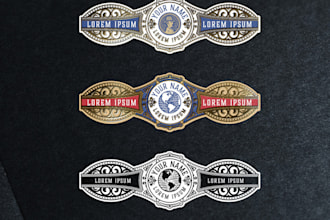 do modern and elevate cigar label, cigar logo, cigar band and cigar box design