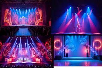 create a 3d stage lighting and stage design for your event or show