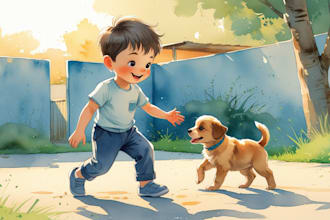 draw watercolor children story book illustration picture book KDP book cover