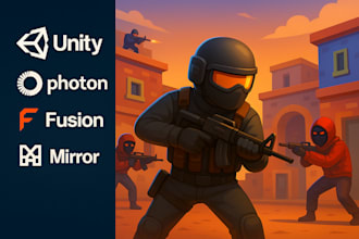 develop real time multiplayer game in unity using photon, fusion, or mirror