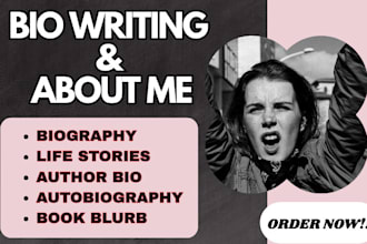 write your biography bio about me author biography and social media profile