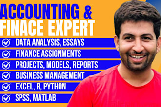 do accounting and finance assigned, financial analysis, reports, excel projects